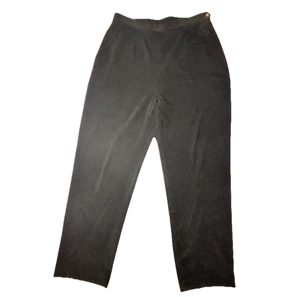 Orvis Womens Velour Velvet Pants Size 16 Black Stretch Soft Career Dress Slacks
